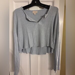 Love by Gap Women's Light Gray Waffle Knit Long Sleeve Top M lounge, minimalist